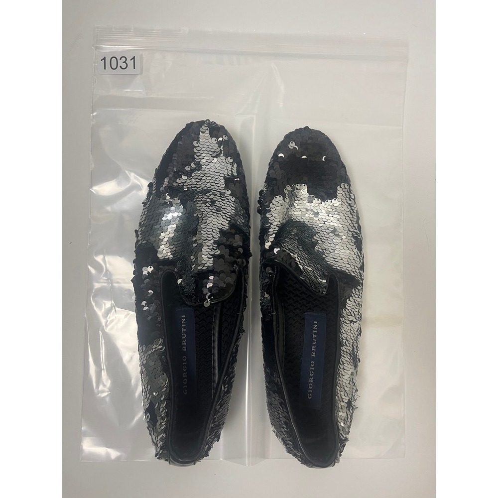 2/$30 Giorgio Brutini Black Silver Sequin Slip On Loafers 7M